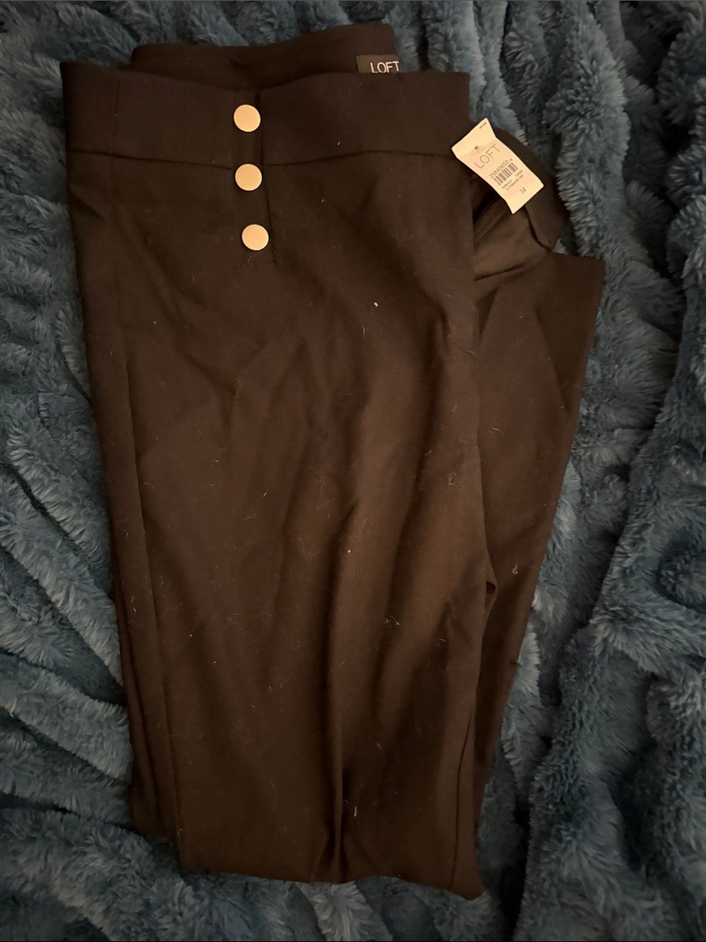 LOFT Black Marisa pleat pants with Front Buttons